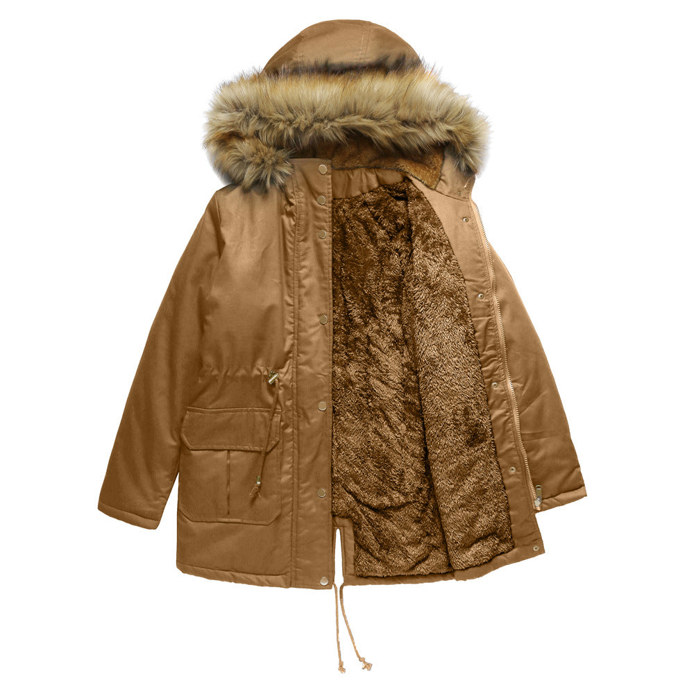 Damen warme Outdoor-Parka mit abnehmbarer Kapuze und luxuriösem Kunstfell Krohn-e