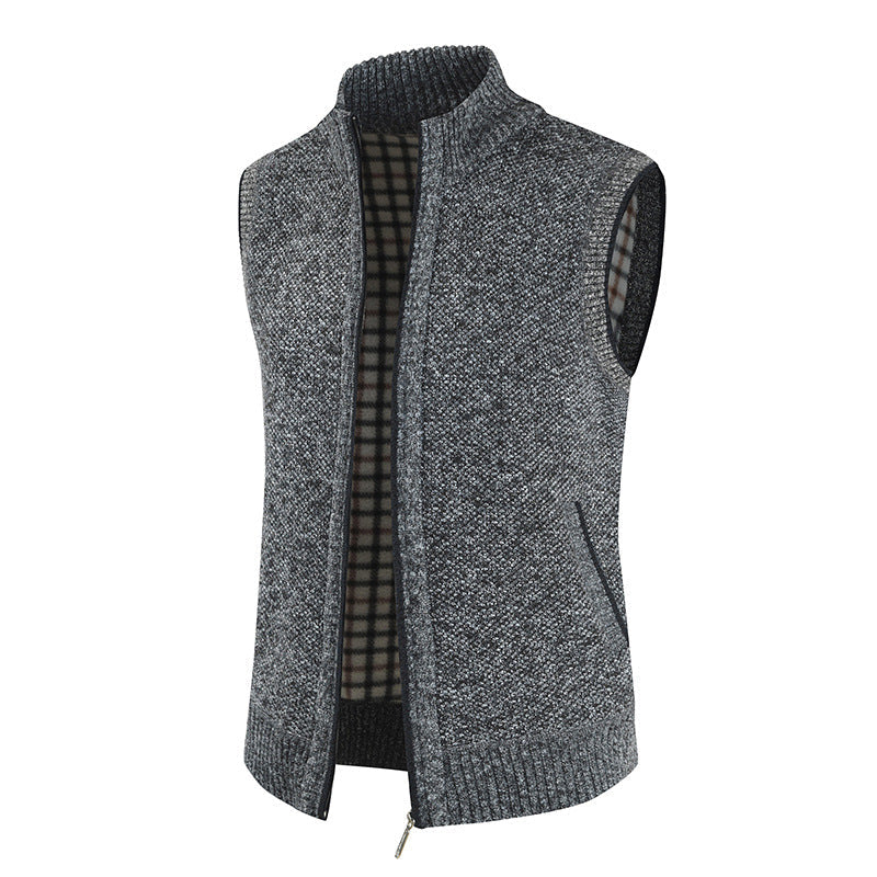 Herren stylische Strickweste mit Stehkragen und durchgehendem Reißverschluss Krohn-e