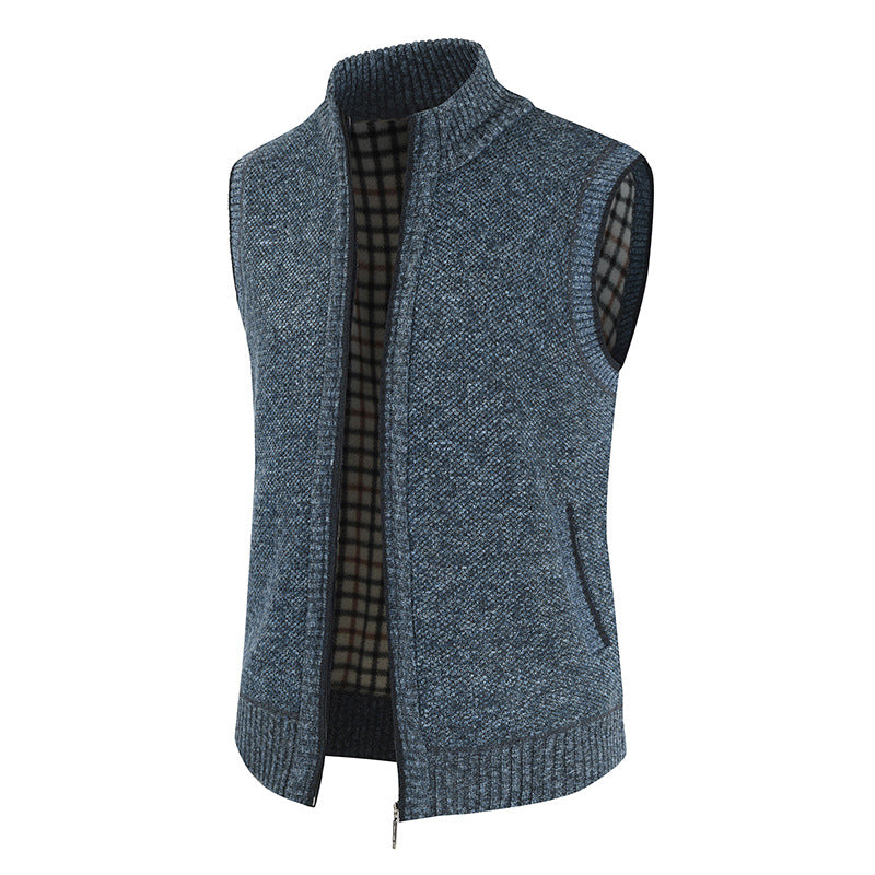 Herren stylische Strickweste mit Stehkragen und durchgehendem Reißverschluss Krohn-e