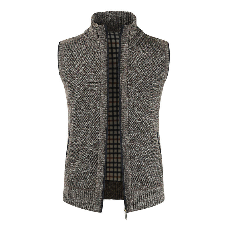 Herren stylische Strickweste mit Stehkragen und durchgehendem Reißverschluss Krohn-e