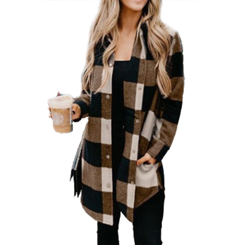 Damen Karierte Overshirtjacke aus weichem Stoff Krohn-e