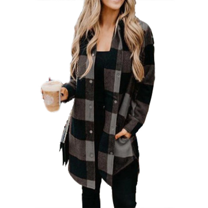 Damen Karierte Overshirtjacke aus weichem Stoff Krohn-e