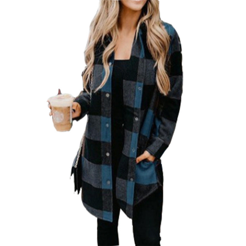 Damen Karierte Overshirtjacke aus weichem Stoff Krohn-e
