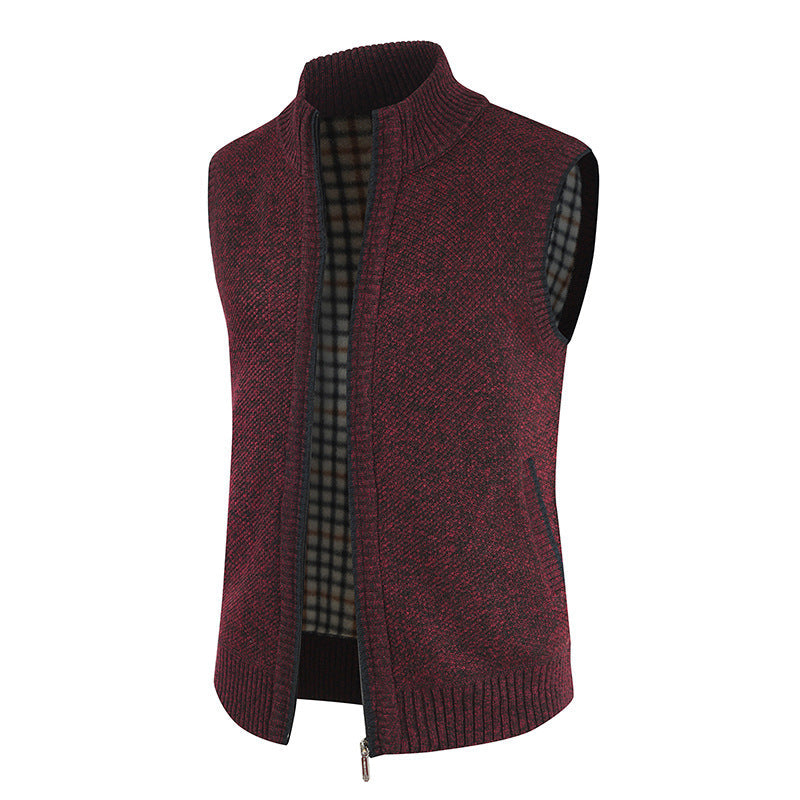 Herren stylische Strickweste mit Stehkragen und durchgehendem Reißverschluss Krohn-e
