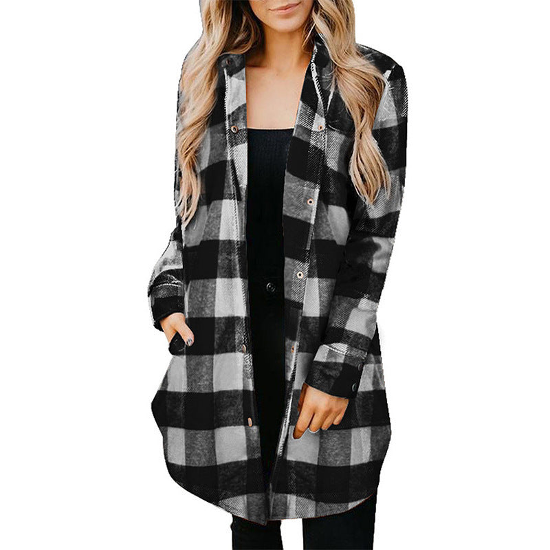 Damen Karierte Overshirtjacke aus weichem Stoff Krohn-e