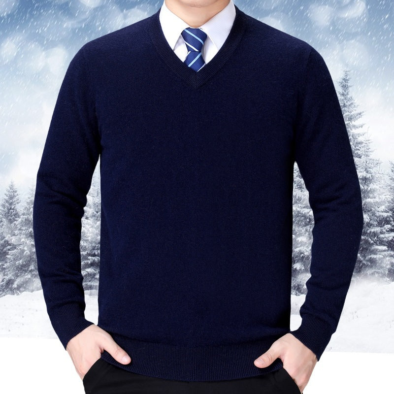 Herren V-Ausschnitt Strickpullover aus weichem Baumwollmix Krohn-e