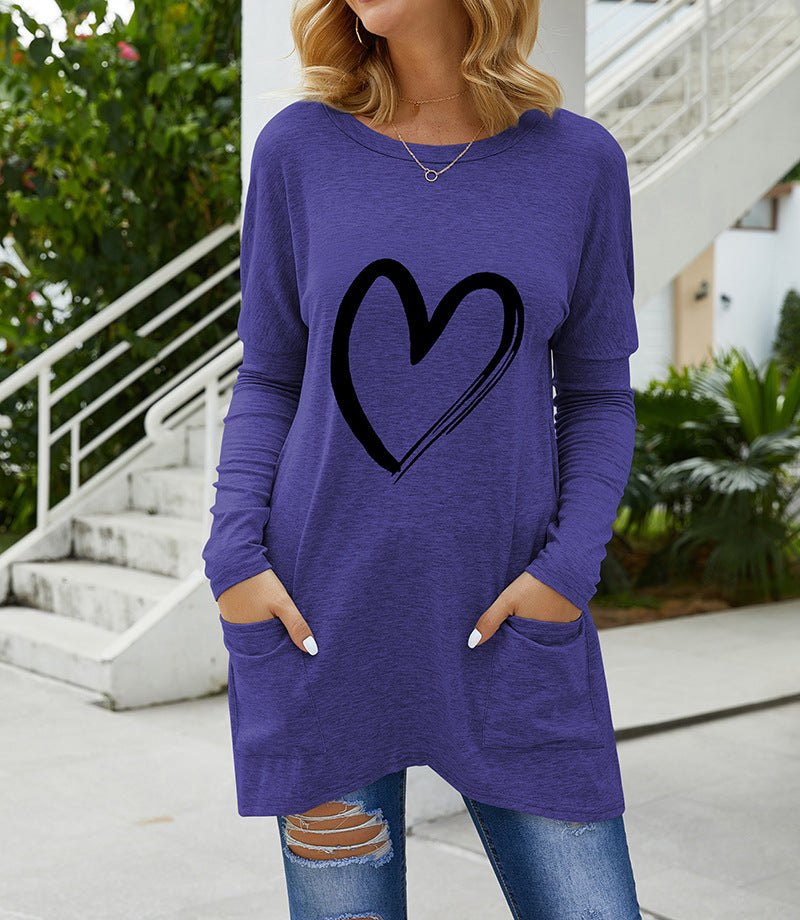 Damen Langarmshirt mit Herzdesign und praktischen Seitentaschen Krohn-e