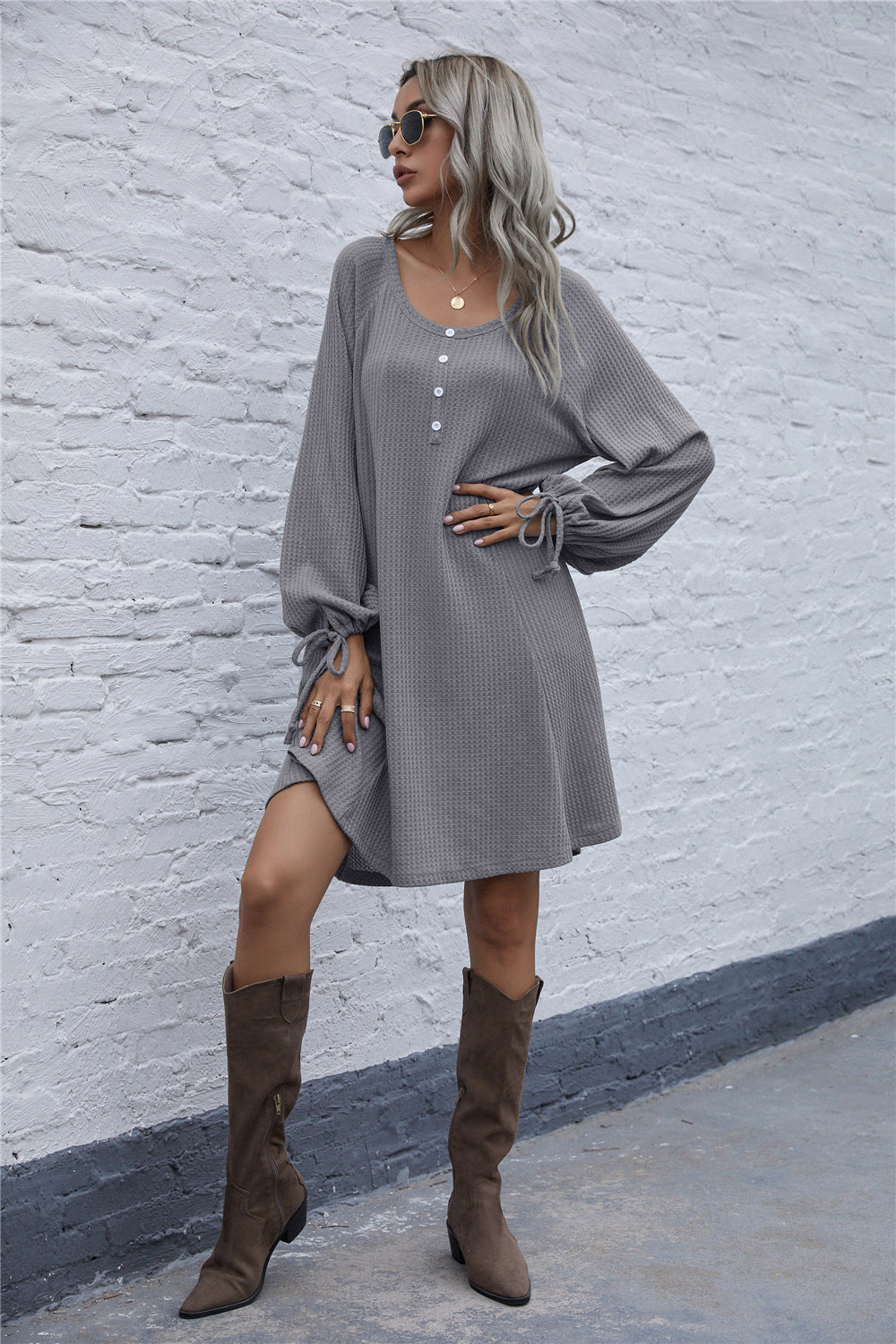 Damen lässiges Waffel-Pulloverkleid Krohn-e