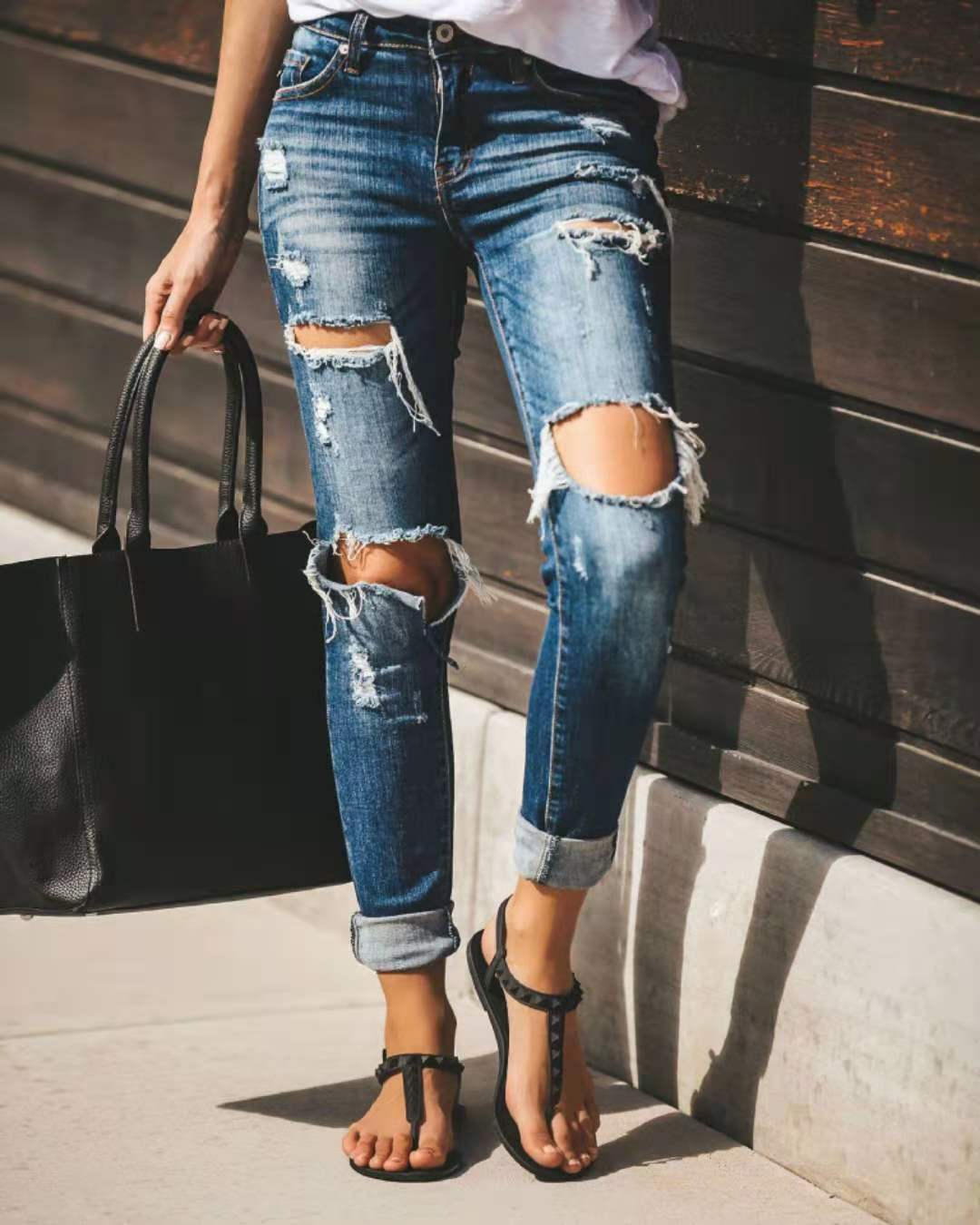 Damen Destroyed Denim Jeans Krohn-e