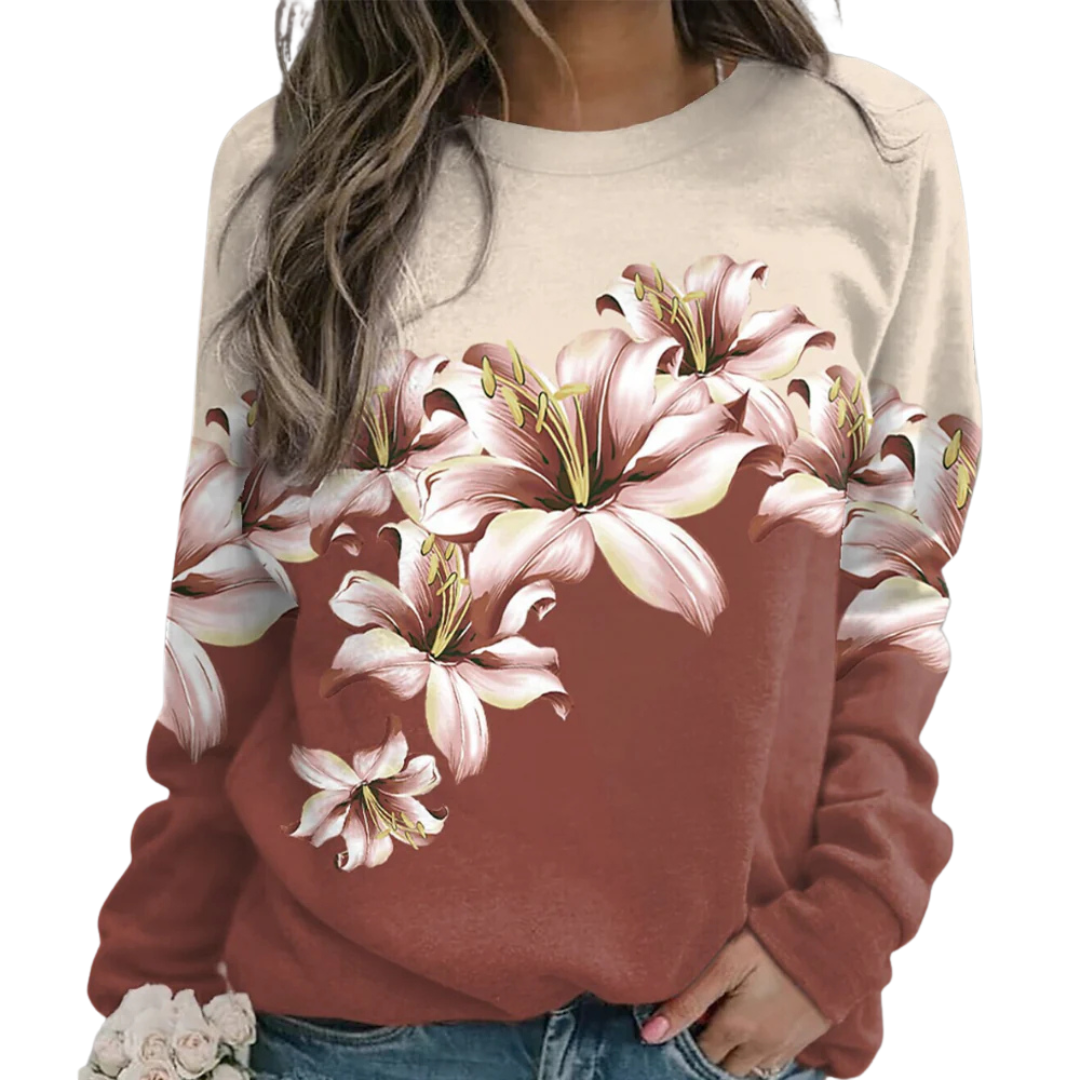 Damen-Sweatshirt mit Blumenmuster von Fudus