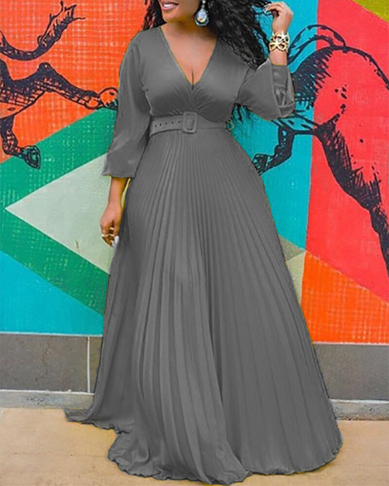 Elegantes Vintage Chiffon-Maxikleid von Fudus mit langen Ärmeln