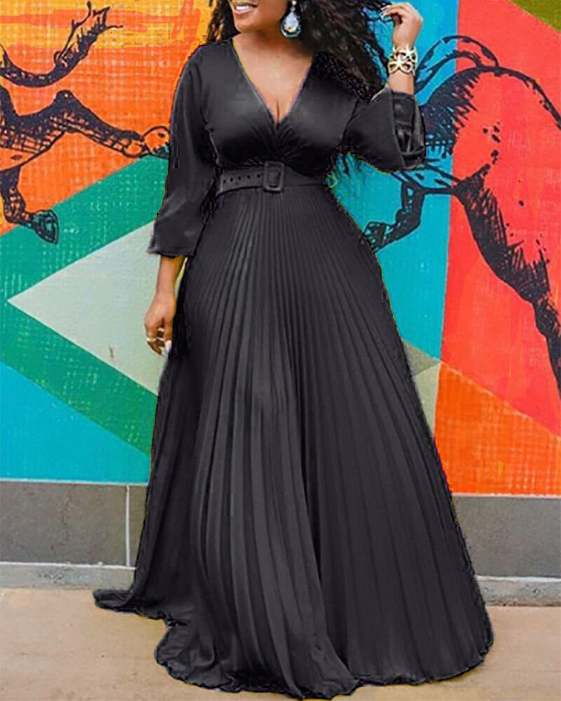 Elegantes Vintage Chiffon-Maxikleid von Fudus mit langen Ärmeln