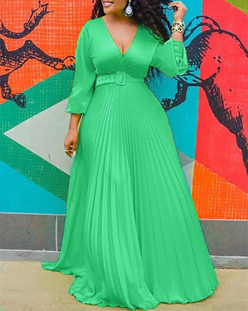 Elegantes Vintage Chiffon-Maxikleid von Fudus mit langen Ärmeln