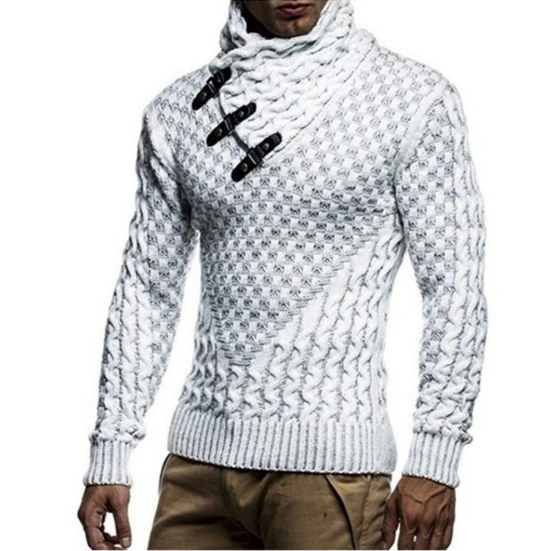 Herren Strickpullover mit innovativem Hohem Kragen und strukturiertem Muster Krohn-e