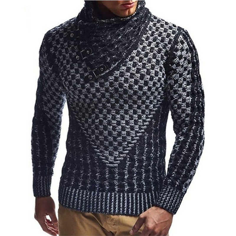 Herren Strickpullover mit innovativem Hohem Kragen und strukturiertem Muster Krohn-e