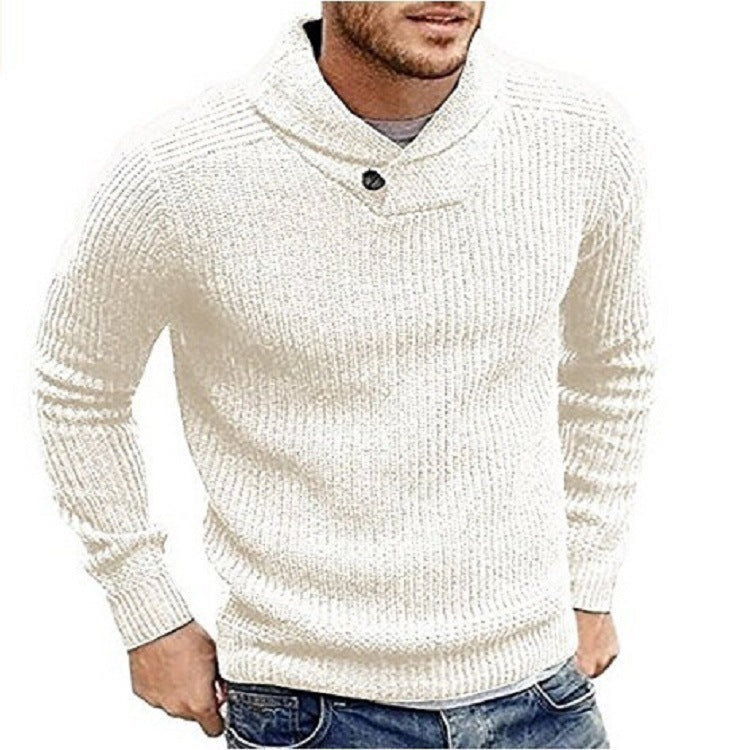 Herren Strickpullover mit Schalkragen und Knopfdetail Krohn-e