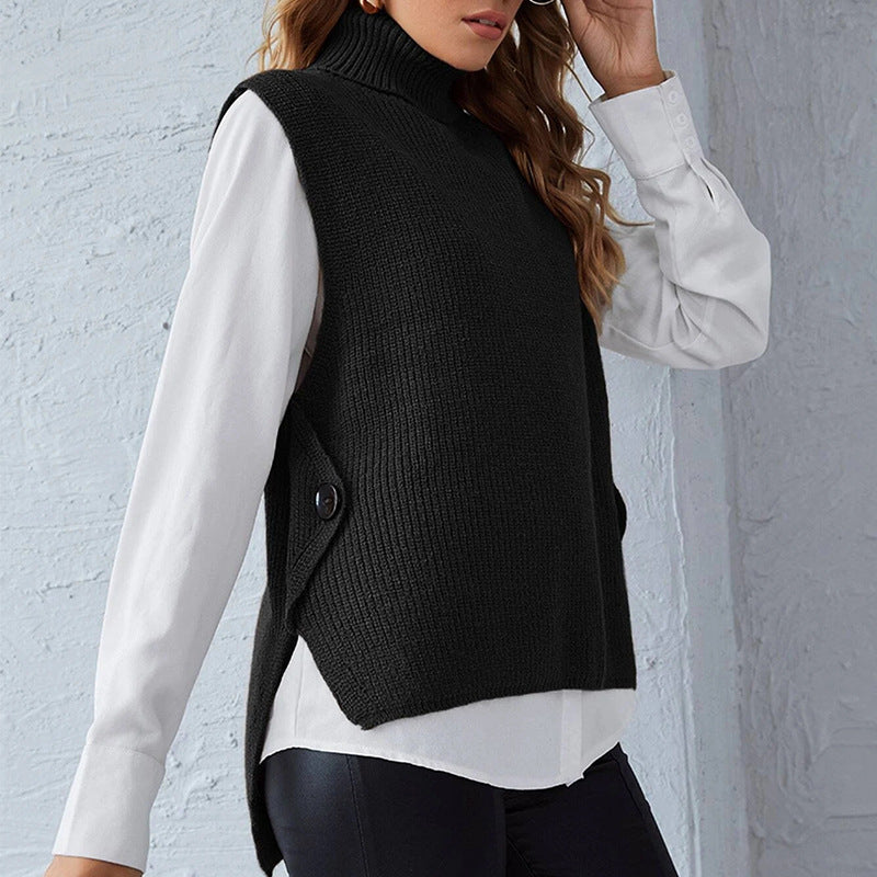 Damen Strickweste mit Stehkragen und Knopfdetails Krohn-e