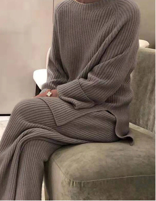 Damen gemütlicher Strickanzug im modernen Rippdesign Krohn-e