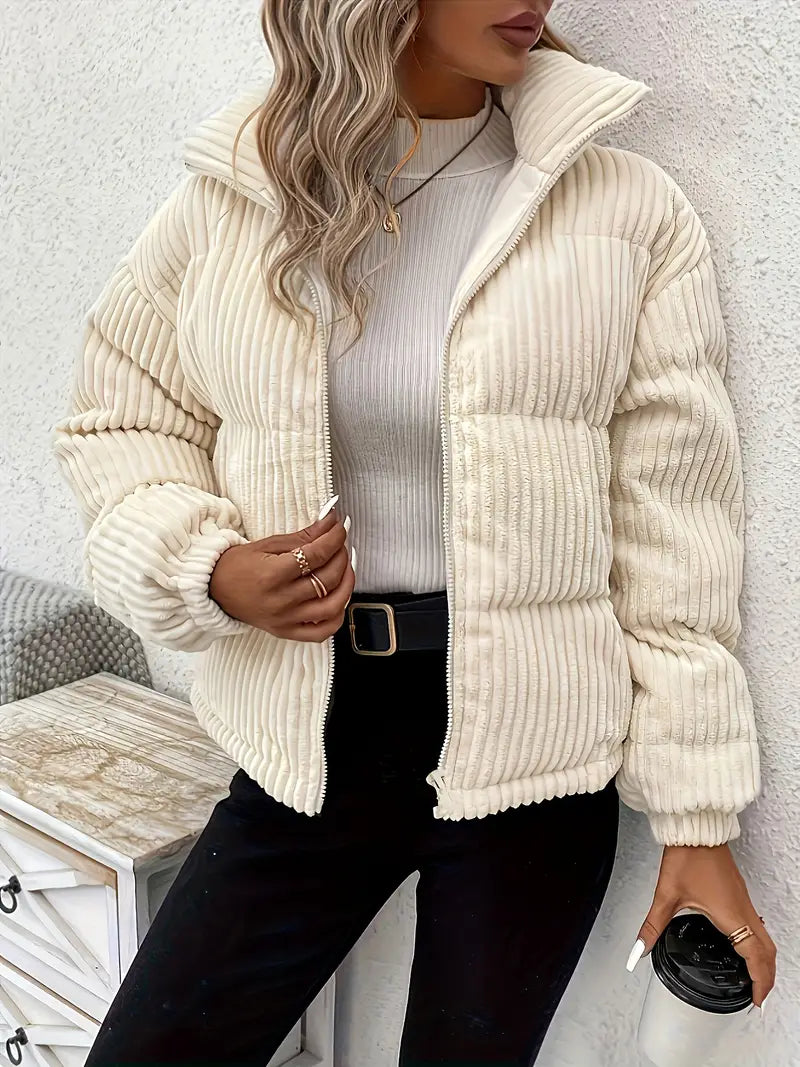Krohn-e | Gerippte Pufferjacke mit Reißverschluss