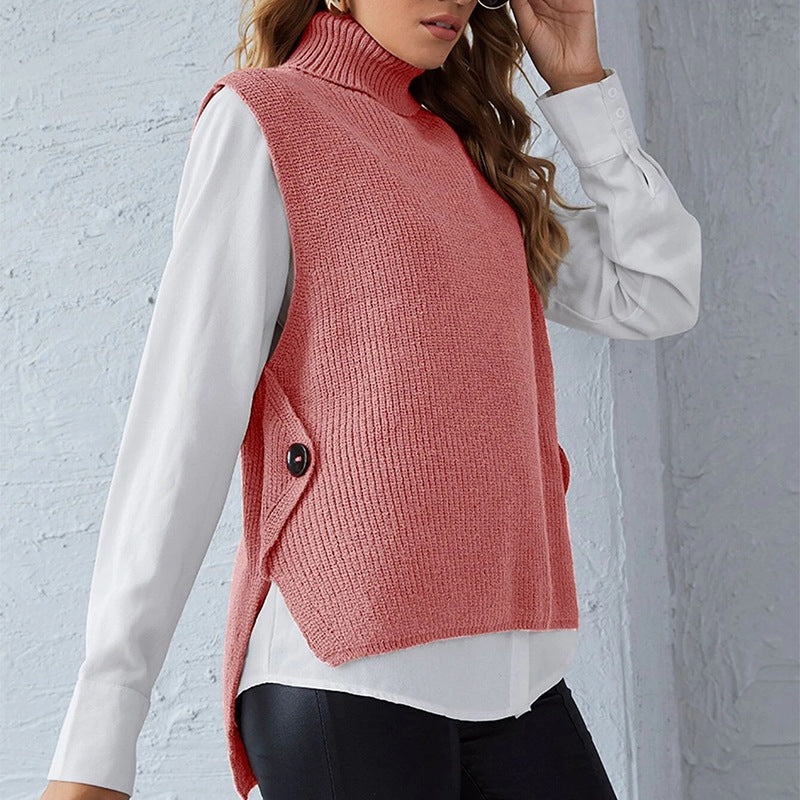 Damen Strickweste mit Stehkragen und Knopfdetails Krohn-e