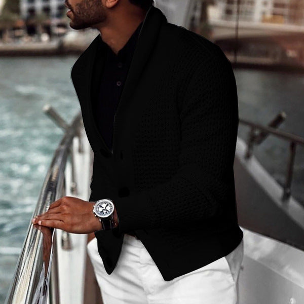 Herren Strickjacke mit strukturiertem Design und elegantem Schalkragen Krohn-e