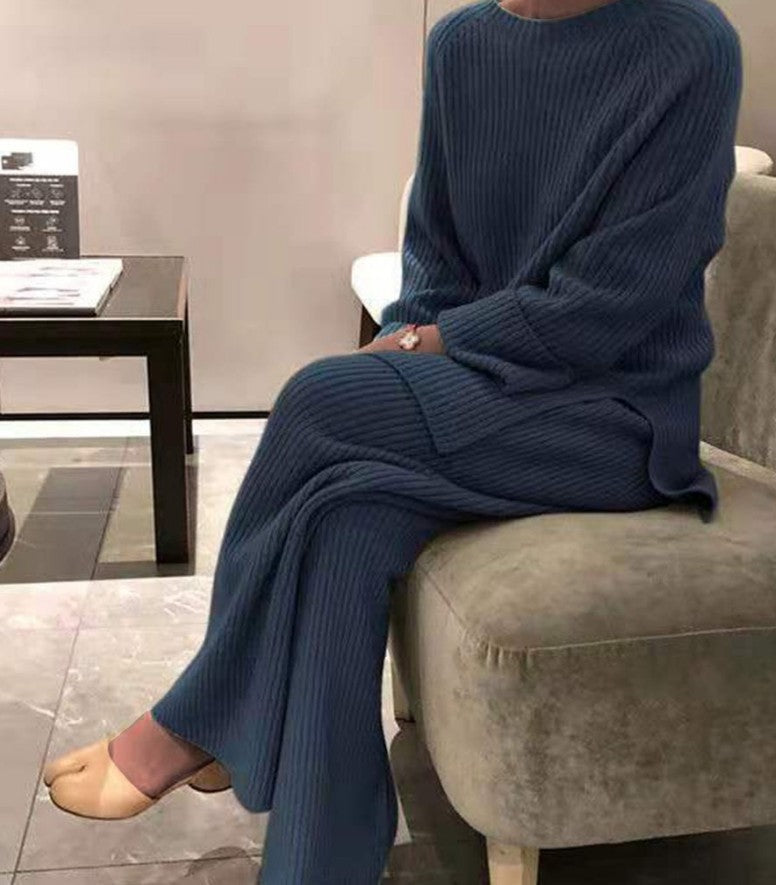 Damen gemütlicher Strickanzug im modernen Rippdesign Krohn-e