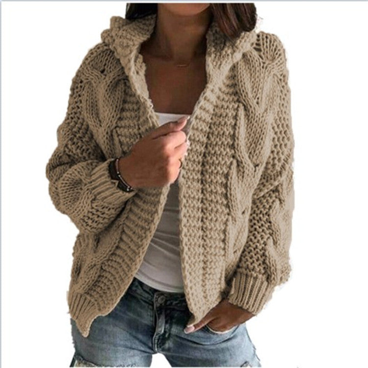 Damen Strickjacke mit Kapuze und trendigem Zopfmuster Krohn-e