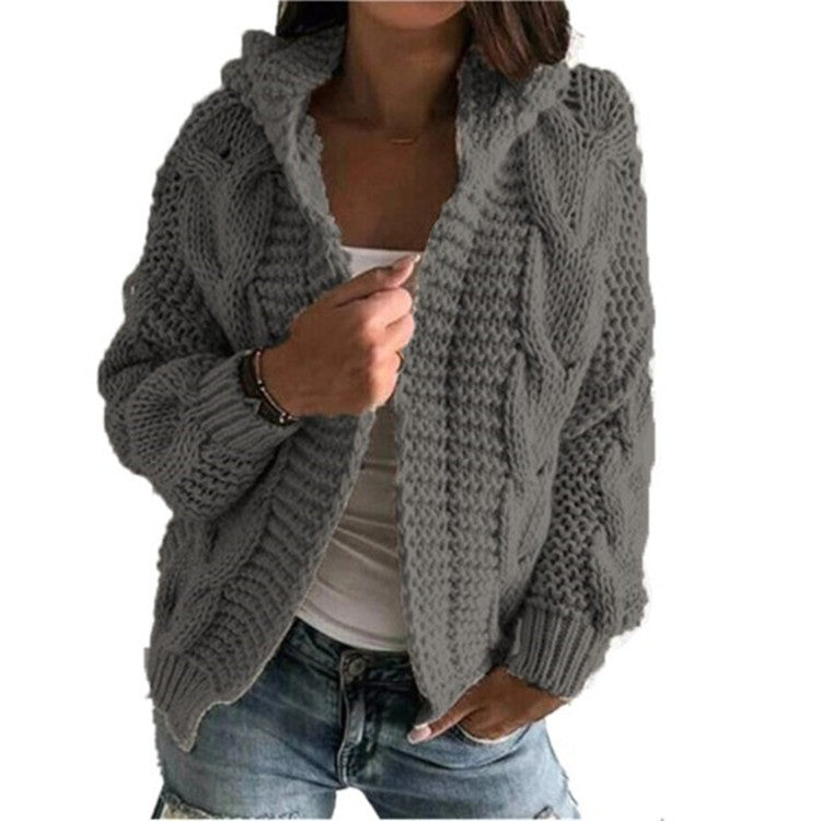 Damen Strickjacke mit Kapuze und trendigem Zopfmuster Krohn-e