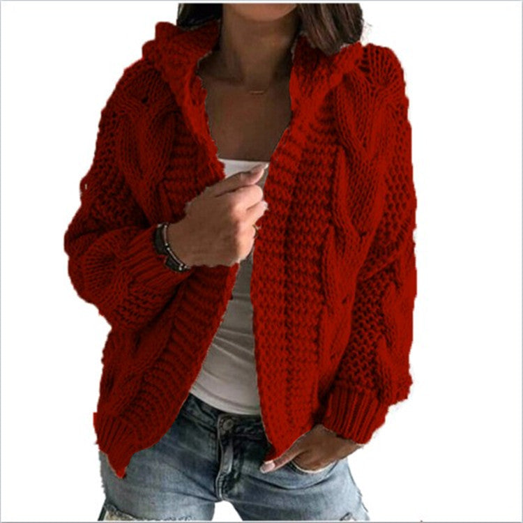 Damen Strickjacke mit Kapuze und trendigem Zopfmuster Krohn-e
