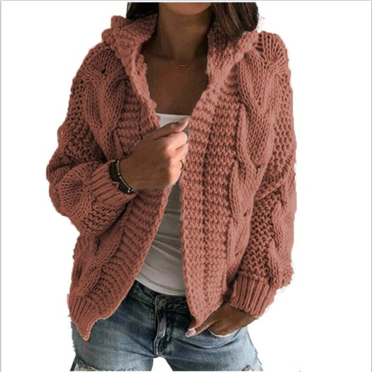 Damen Strickjacke mit Kapuze und trendigem Zopfmuster Krohn-e