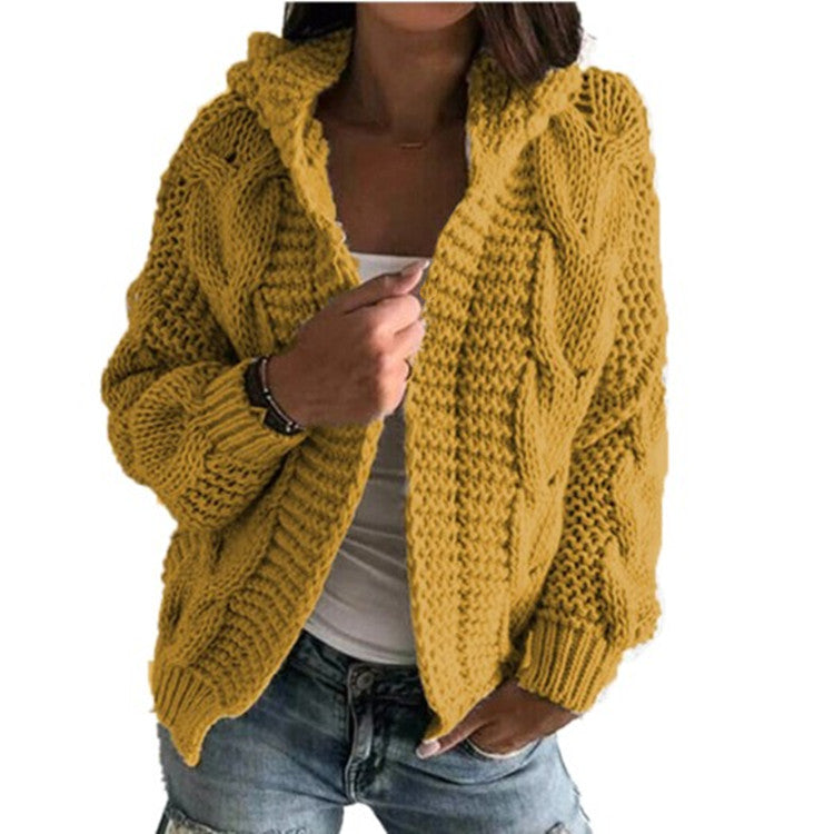 Damen Strickjacke mit Kapuze und trendigem Zopfmuster Krohn-e