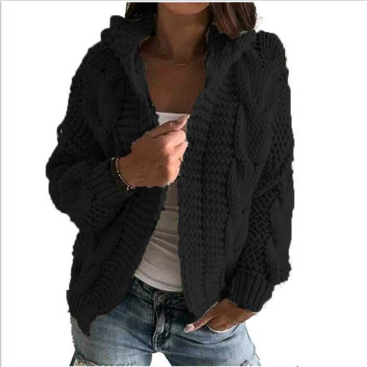 Damen Strickjacke mit Kapuze und trendigem Zopfmuster Krohn-e