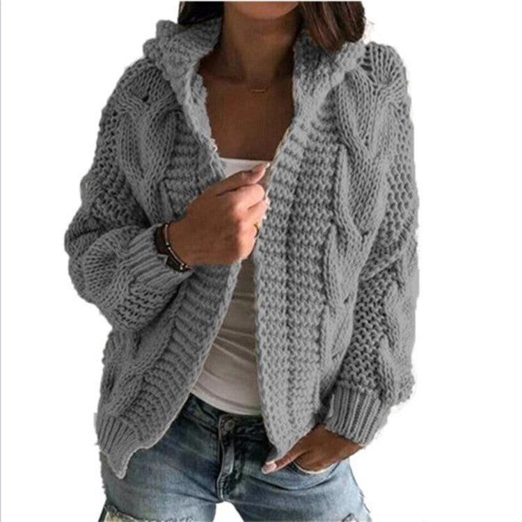Damen Strickjacke mit Kapuze und trendigem Zopfmuster Krohn-e