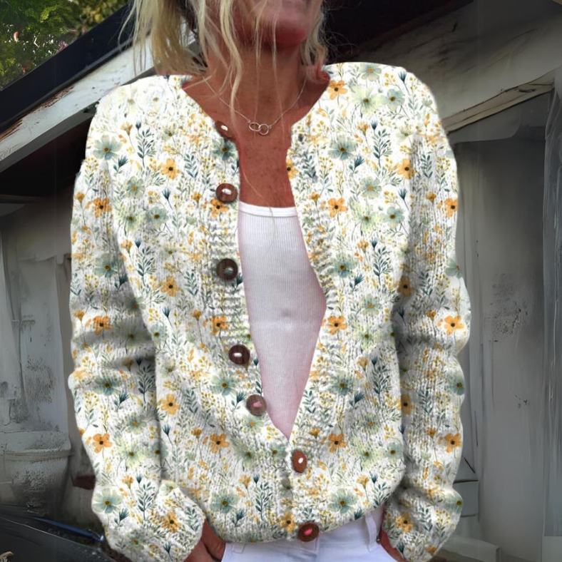 Krohn-e | Bequemer Strick Damen Cardigan mit Knöpfen