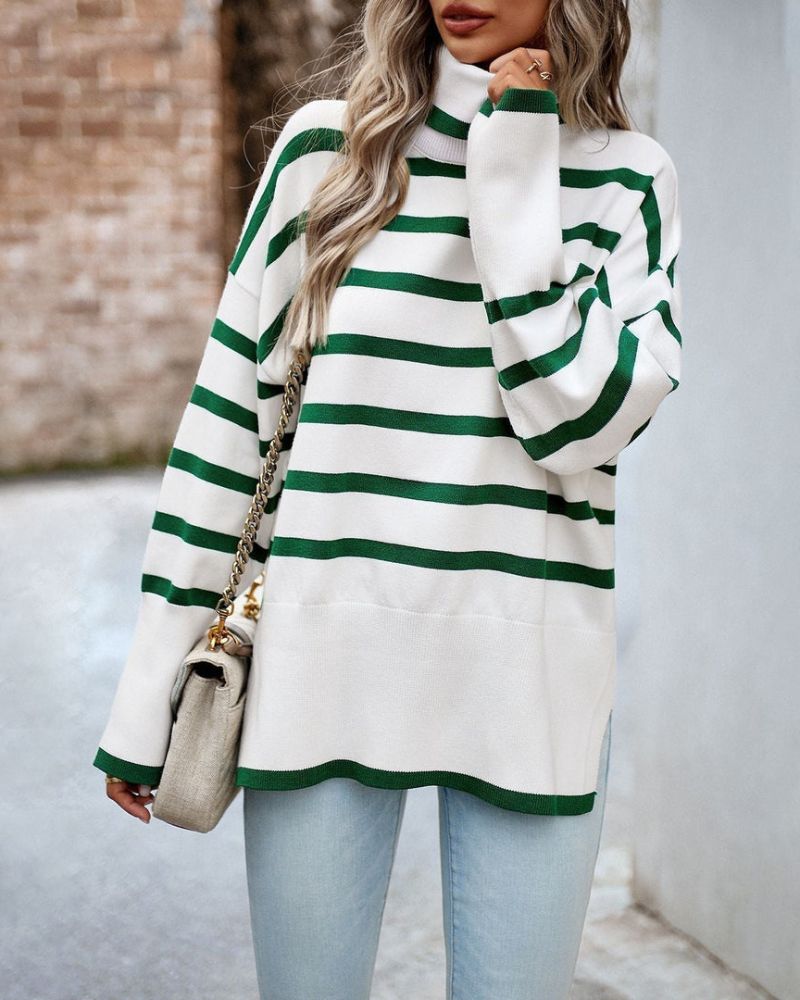 Krohn-e | Gestreifter Rollkragenpullover