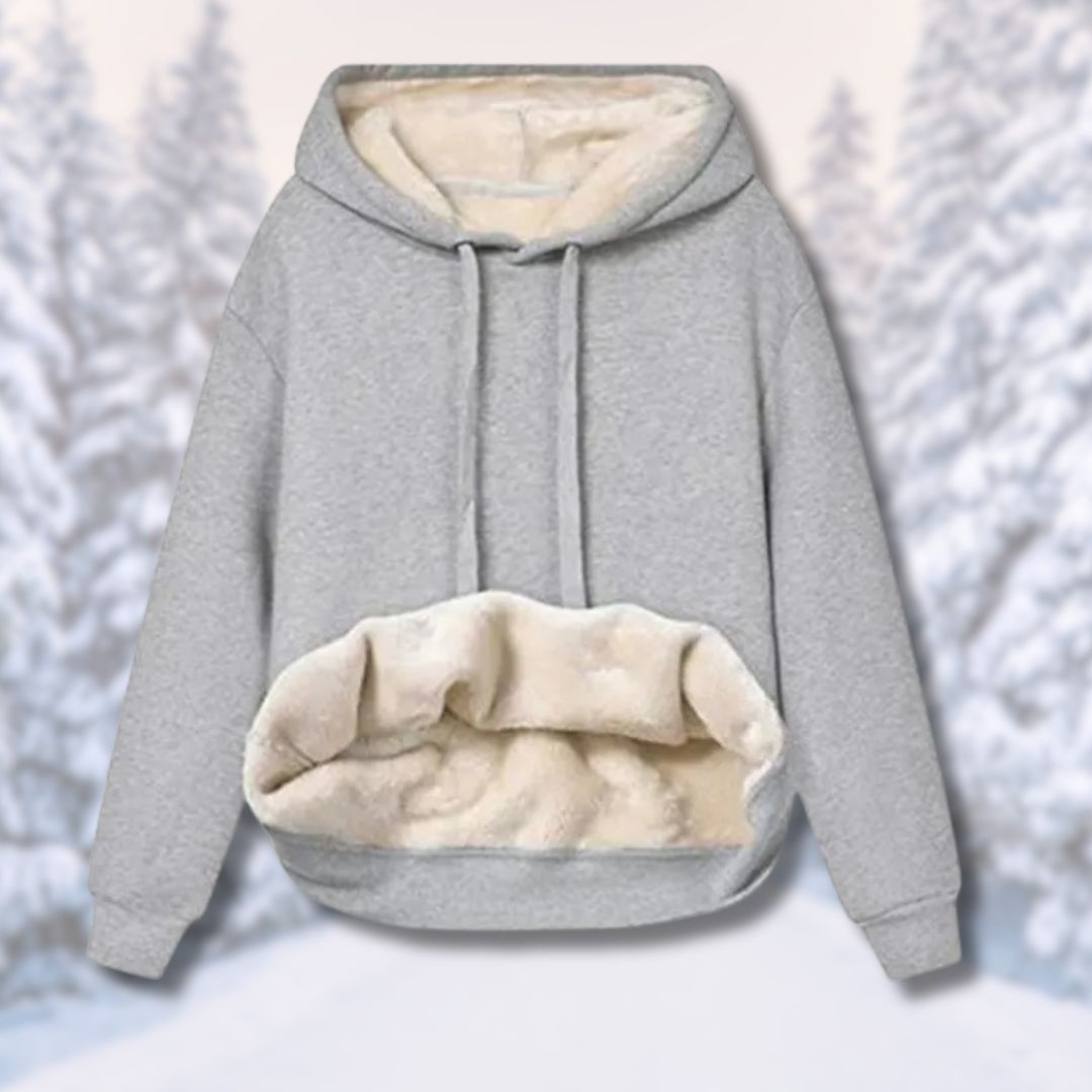 Fleece-Kapuzenpullover mit langen Ärmeln und Taschen von Fudus