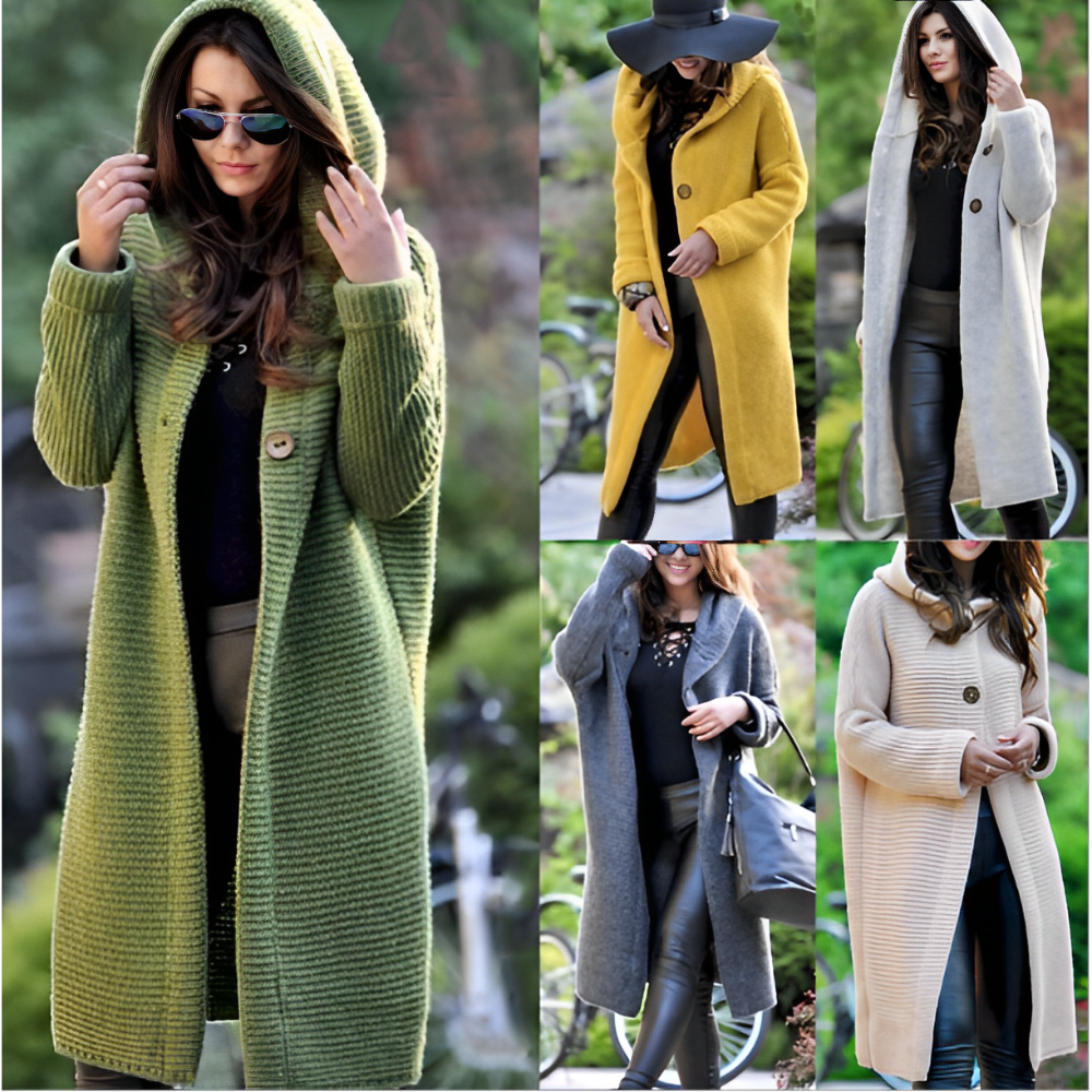 Lange Strickjacke aus Winterstrick für Damen