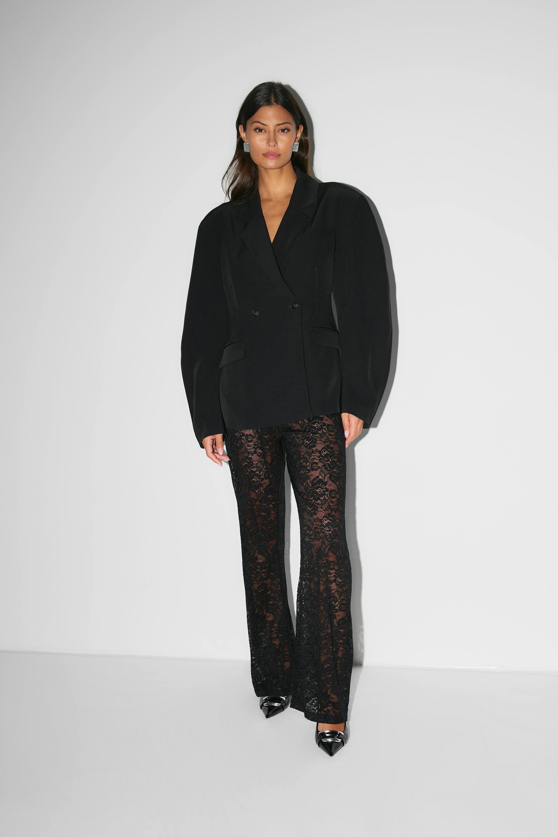 Krohn-e | Elegante Damenhose mit Spitze und Weitem Bein