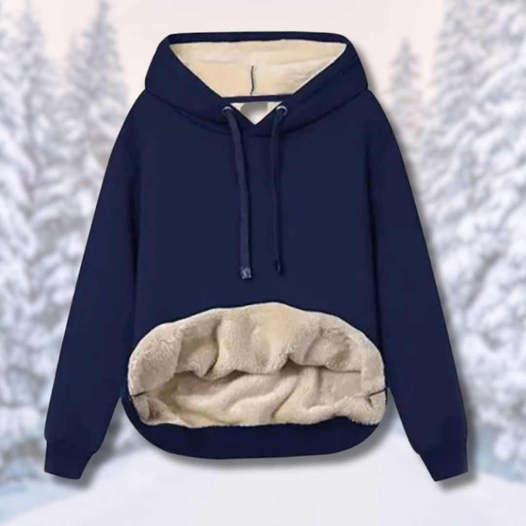 Fleece-Kapuzenpullover mit langen Ärmeln und Taschen von Fudus