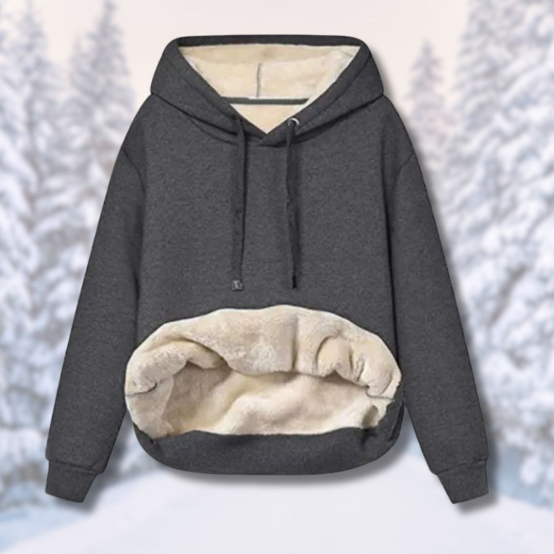 Fleece-Kapuzenpullover mit langen Ärmeln und Taschen von Fudus