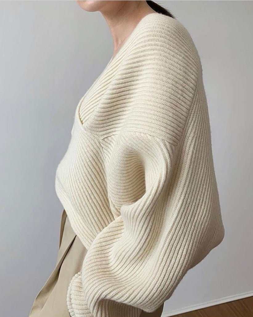 Krohn-e | Rippstrick-cross-over-pullover Weich und Elegant Moderne Passform