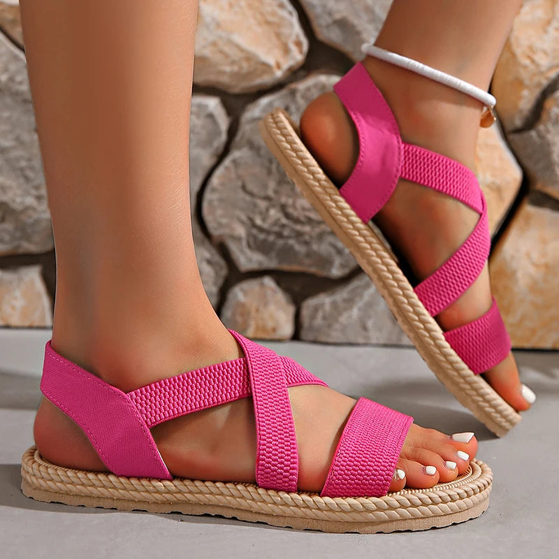KROHN-E Damen Espadrilles Sandalen geflochten verstellbar atmungsaktiv