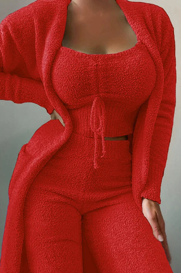 Damen-Pyjama aus Fleece in 3 Teilen, bequem und von Frauke