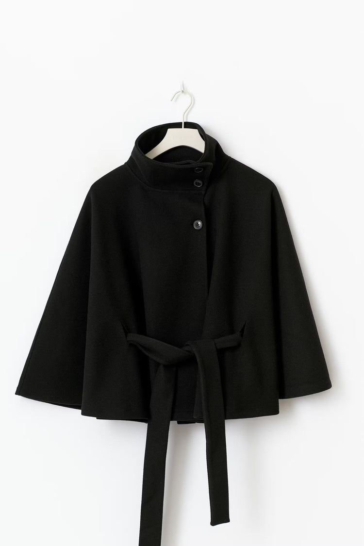 Krohn-e | Hoher Kragen Gürtelmantel Elegante Minimalistische Oberbekleidung