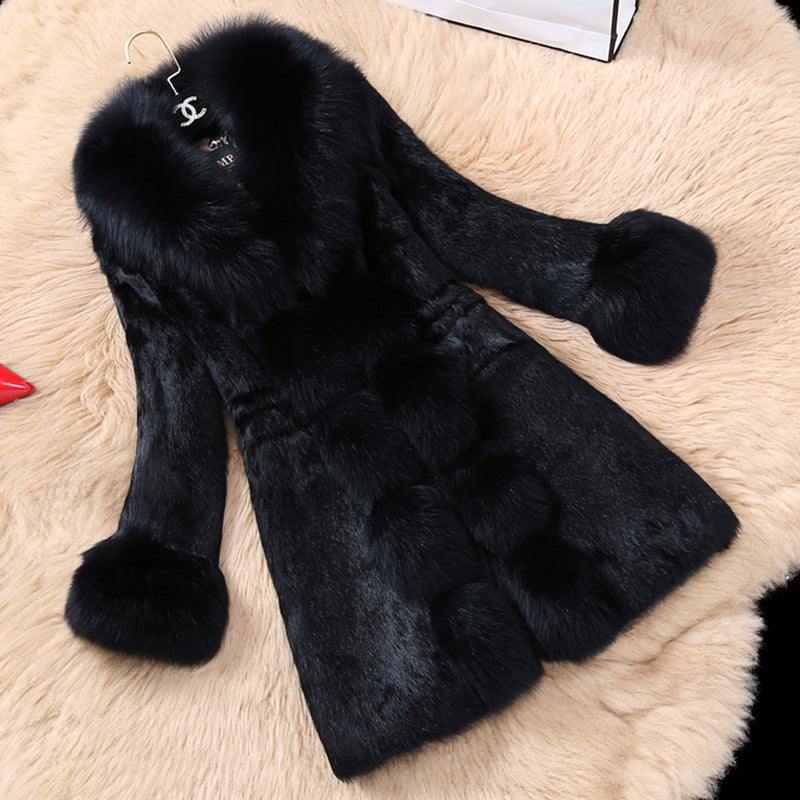 Damen eleganter Kunstfellmantel mit luxuriösem Kragen Krohn-e