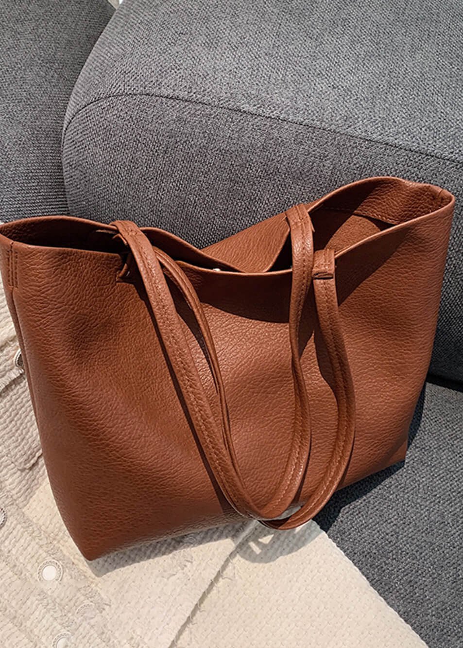 Krohn-e | Geräumige Damen Schultertasche Aus Weichem Leder