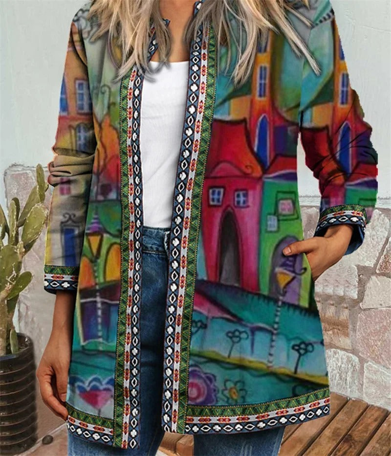 Krohn-e | Boho Jacke mit Farbenfrohem Muster