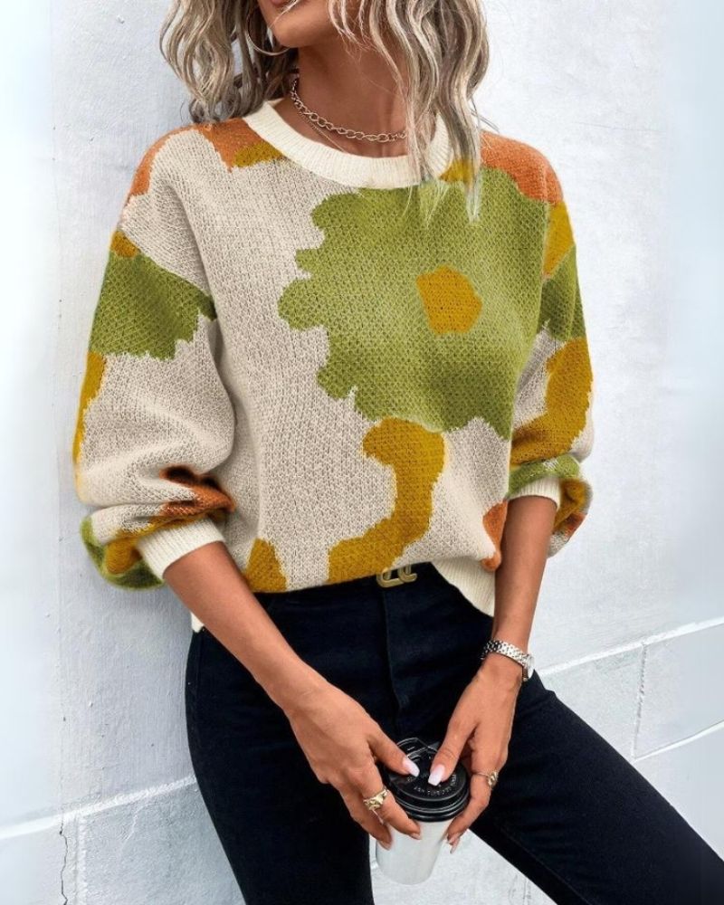 Krohn-e | Strickpullover mit Abstraktem Floral-Muster