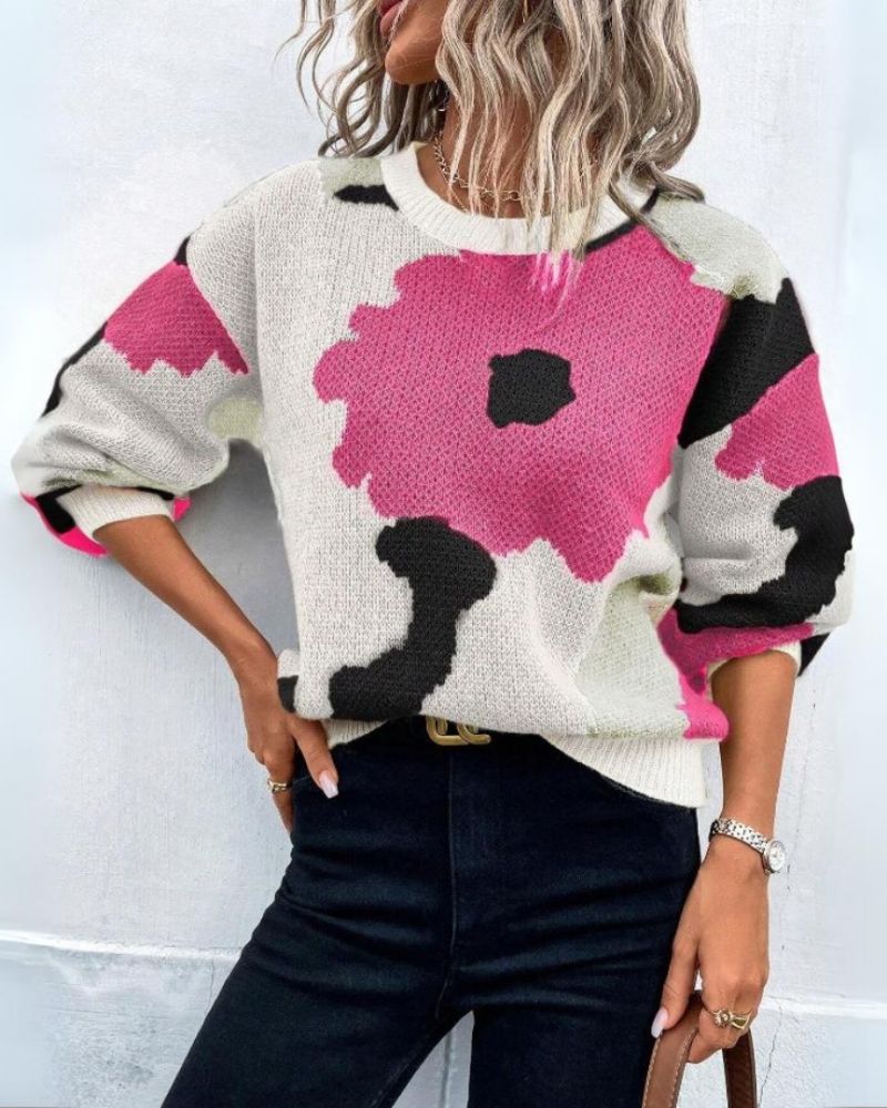 Krohn-e | Strickpullover mit Abstraktem Floral-Muster