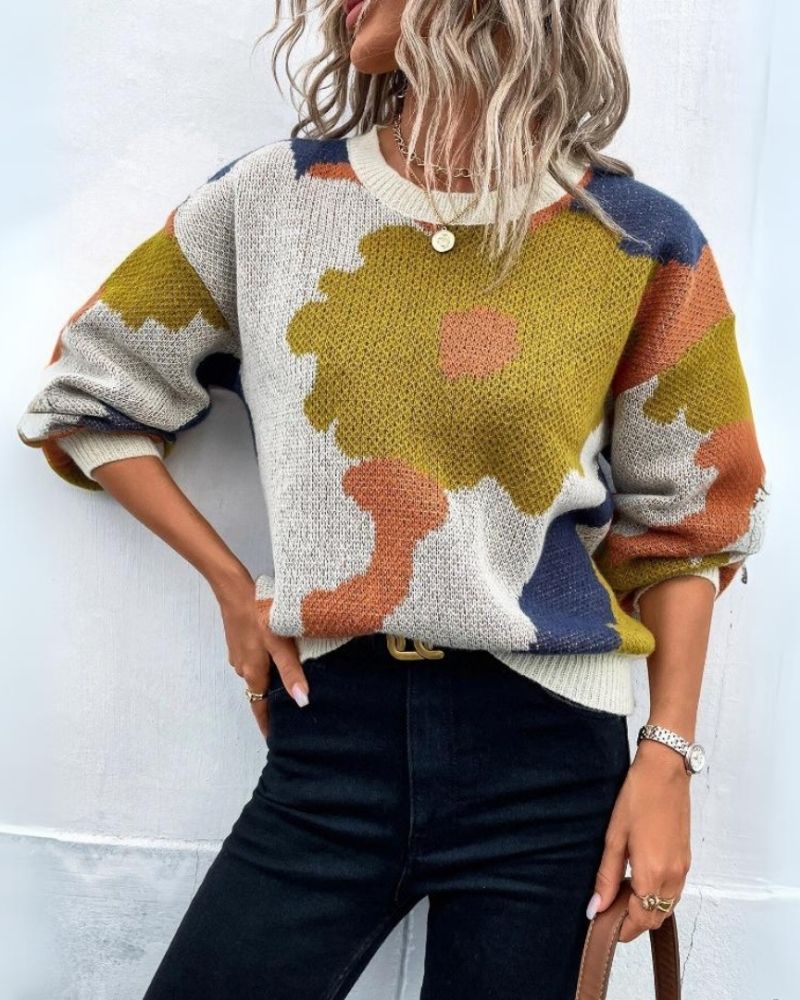 Krohn-e | Strickpullover mit Abstraktem Floral-Muster
